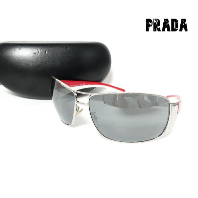 美品 PRADA メタルフレーム フルリム スクエア サングラス アイウェア