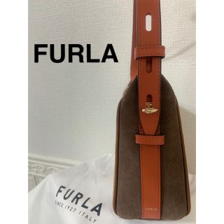 フルラ(Furla)の【新品未使用】FURLA フルラ　サイドロゴ入りハンドバッグ　ブラウン(ハンドバッグ)