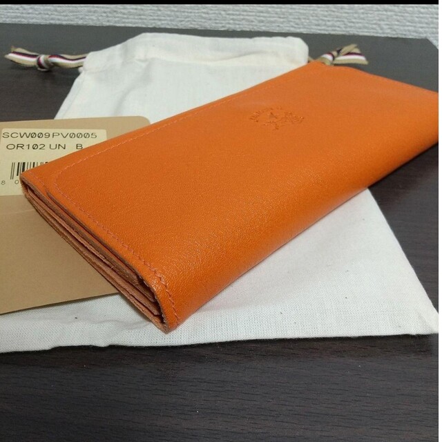 新品 イルビゾンテ 本革 レザー 財布 ウォレット オレンジ 橙 - 長財布