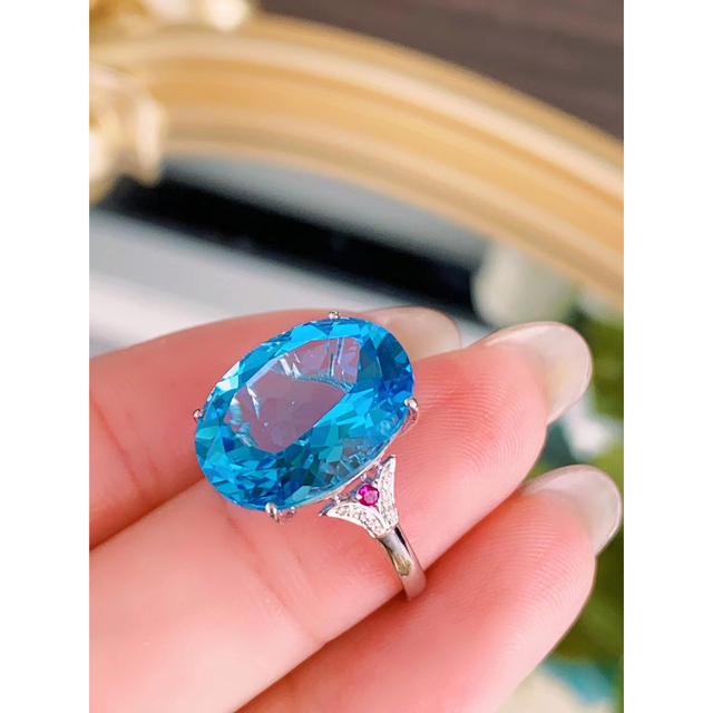 天然 トパーズ ダイヤ リング5ct k18 ^-