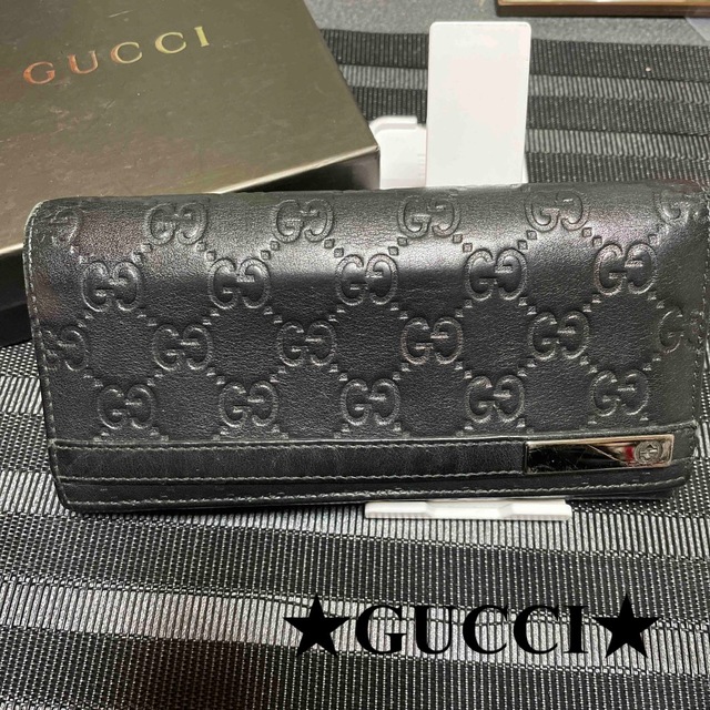 Gucci(グッチ)の【正規品】GUCCI グッチ 高級レザー長財布  ブラック レディースのファッション小物(財布)の商品写真