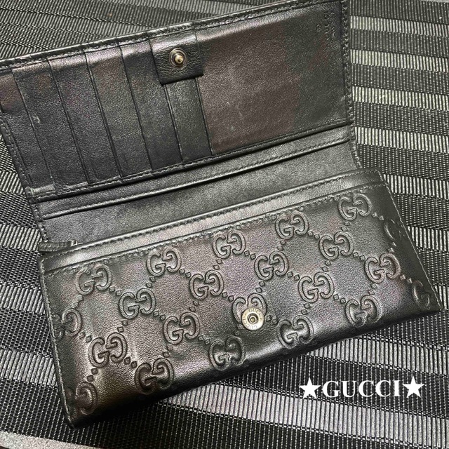 Gucci(グッチ)の【正規品】GUCCI グッチ 高級レザー長財布  ブラック レディースのファッション小物(財布)の商品写真