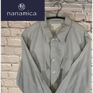 ナナミカ(nanamica)の【美品】nanamicaナナミカ シャツ ストライプ ジップアップ S 白 紺(シャツ)