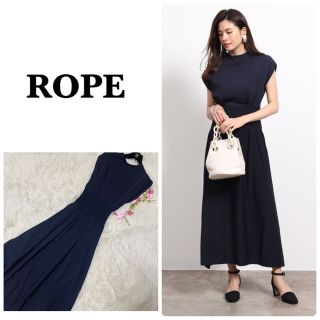 ロペ(ROPE’)のロペ　ROPE タックプリーツノースリーブニットワンピー　ネイビー　M(ひざ丈ワンピース)