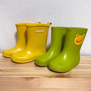 アカチャンホンポ(アカチャンホンポ)の長靴15cm&16cm 2足セット イエロー グリーン カエル(長靴/レインシューズ)