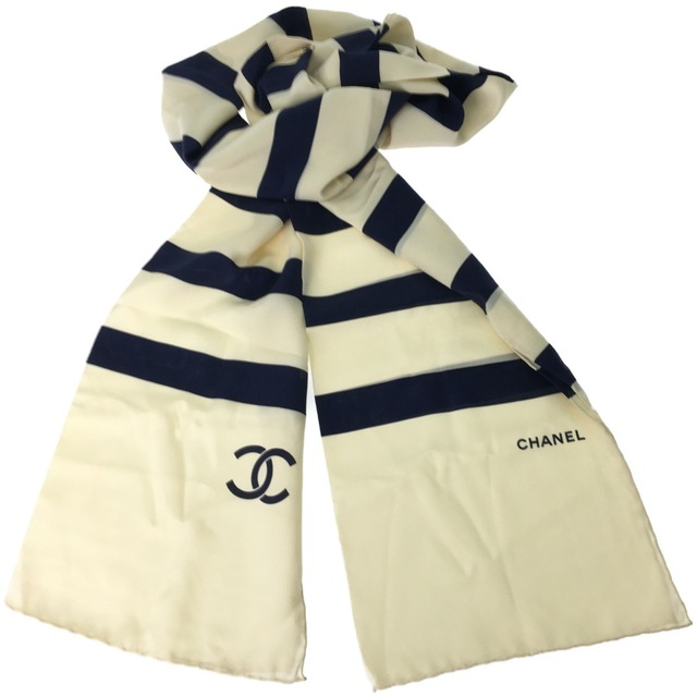 CHANEL(シャネル)の▼▼CHANEL シャネル ロングスカーフ ボーダー柄 レディースのファッション小物(バンダナ/スカーフ)の商品写真