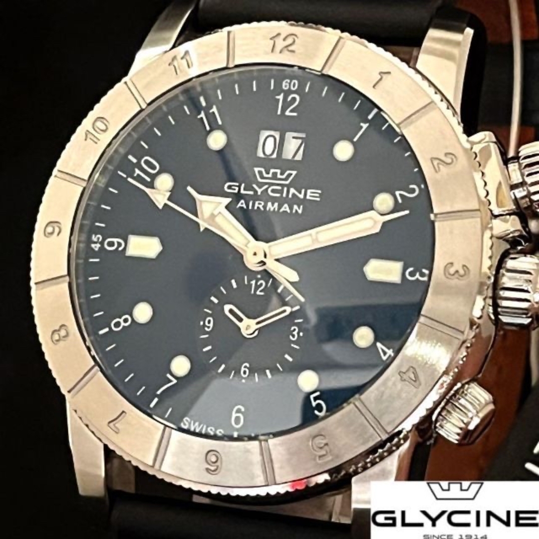 激レア!!】Glycine/グリシン/メンズ腕時計/新品/ブラック色/お洒落-