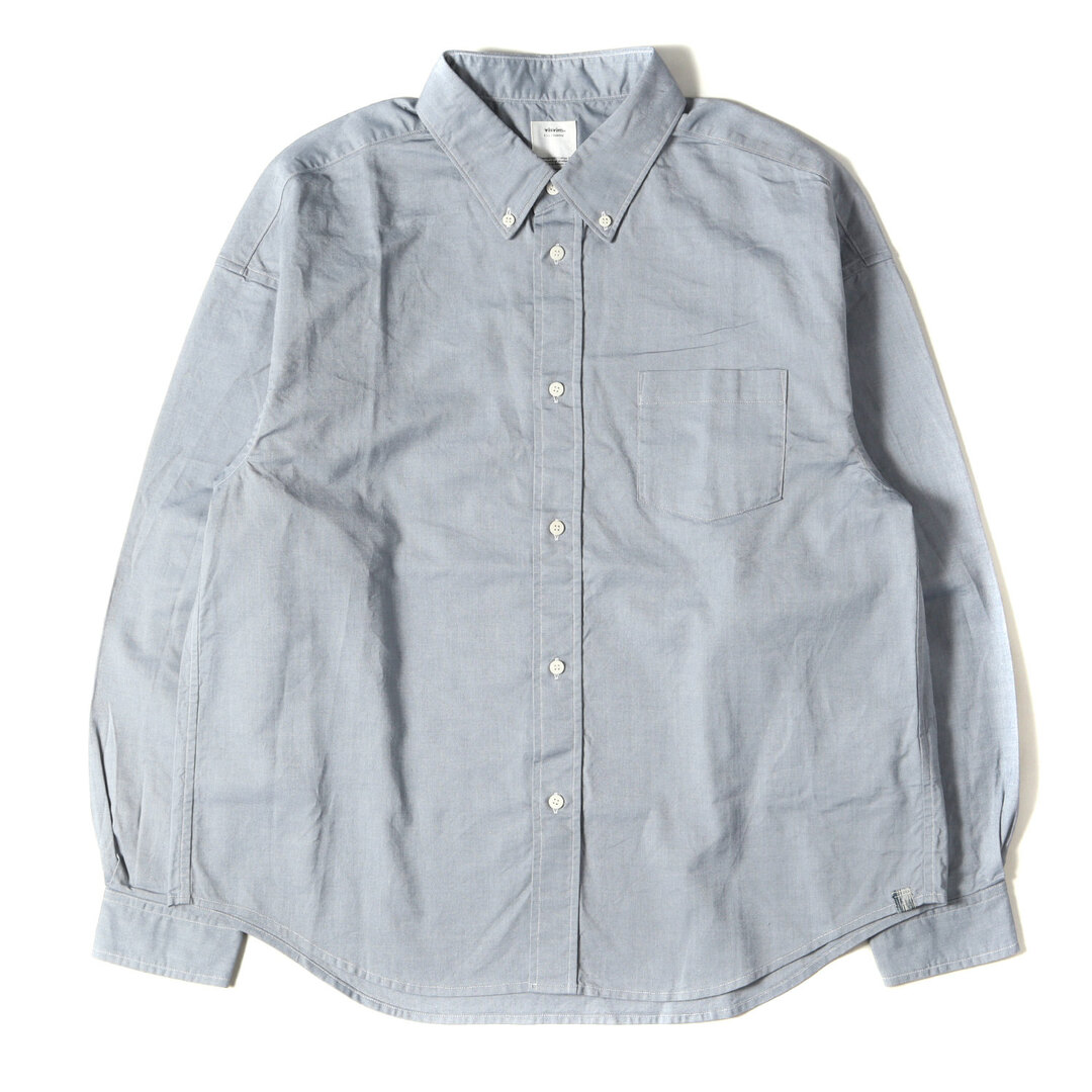 visvim ビズビム シャツ パッチワーク切替し シャンブレー ボタンダウンシャツ ALBACORE B.D. SHIRT L/S 23SS ブルー 2 トップス カジュアルシャツ 長袖 【メンズ】