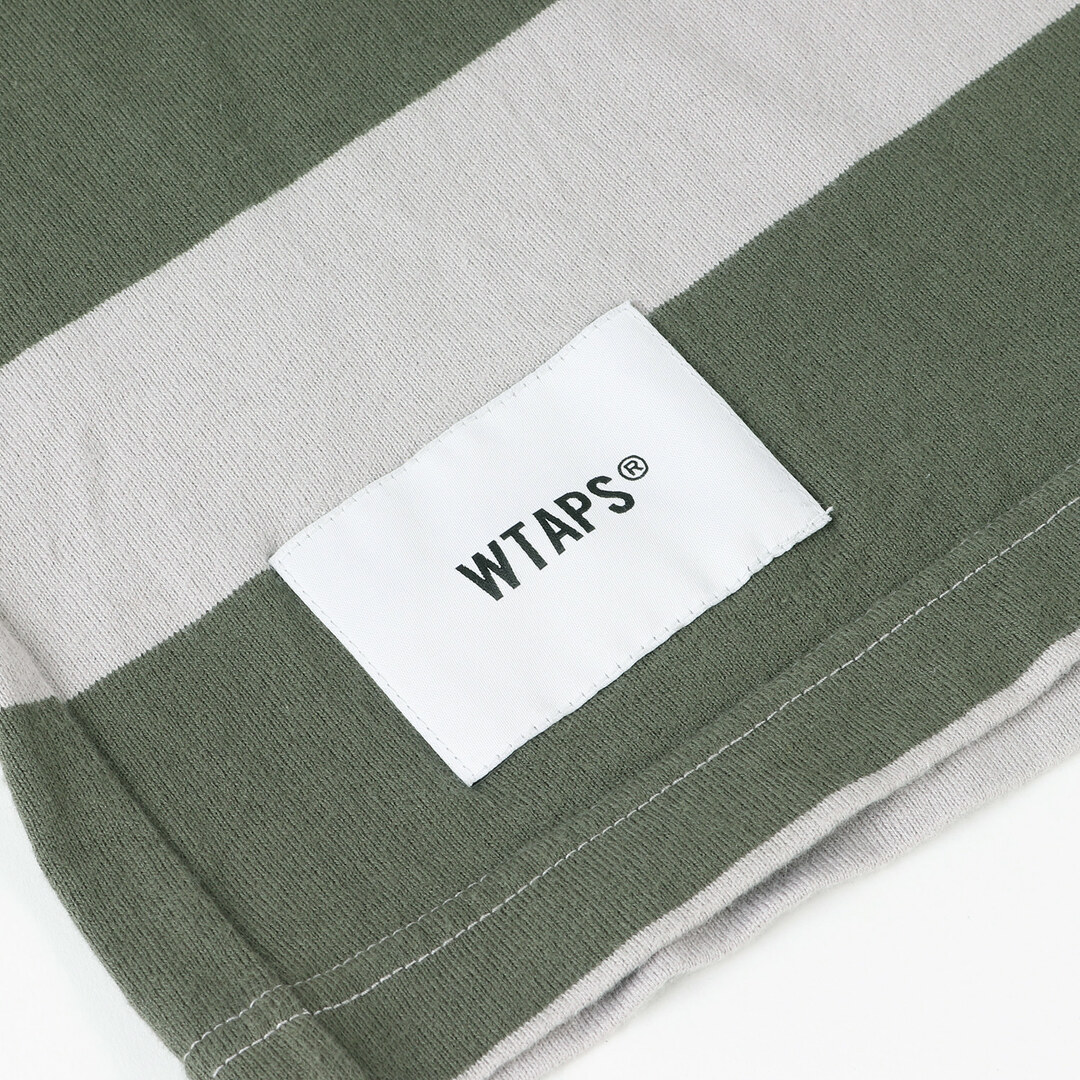 WTAPS ダブルタップス Tシャツ バイカラー ボーダー ロングスリーブ クルーネックTシャツ 221ATDT-CSM28 22SS トップス カットソー 長袖 ロンT グリーン グレー カーキ 1 日本製 【メンズ】