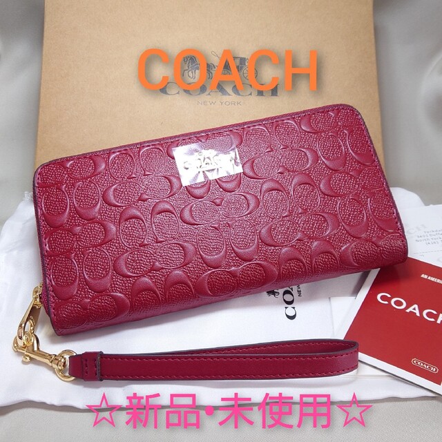 ✨新品•未使用✨かわいい❤️COACH　シグネチャー　ラウンドファスナー❤️