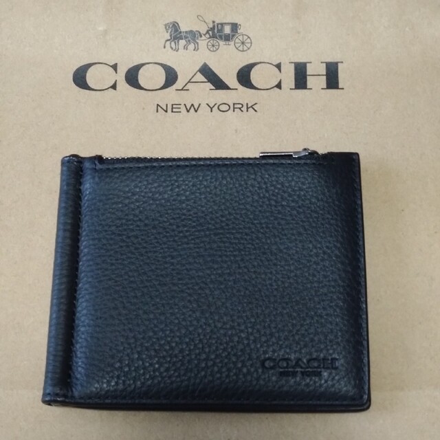 COACH マネークリップ ジップ ウォレット ブラック