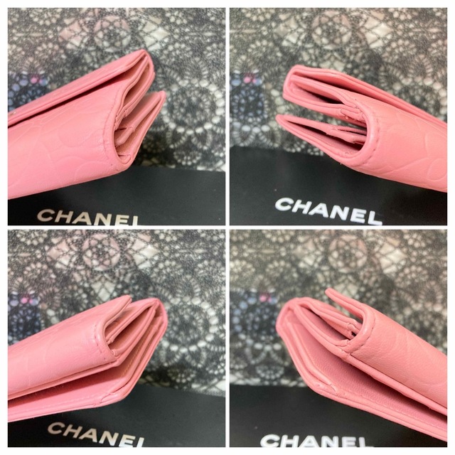 CHANEL(シャネル)の正規品★極美品 シャネル 長財布 カメリア ラムスキン ピンク Wフラップ レディースのファッション小物(財布)の商品写真