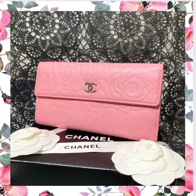 CHANEL  カメリア　財布　極美品