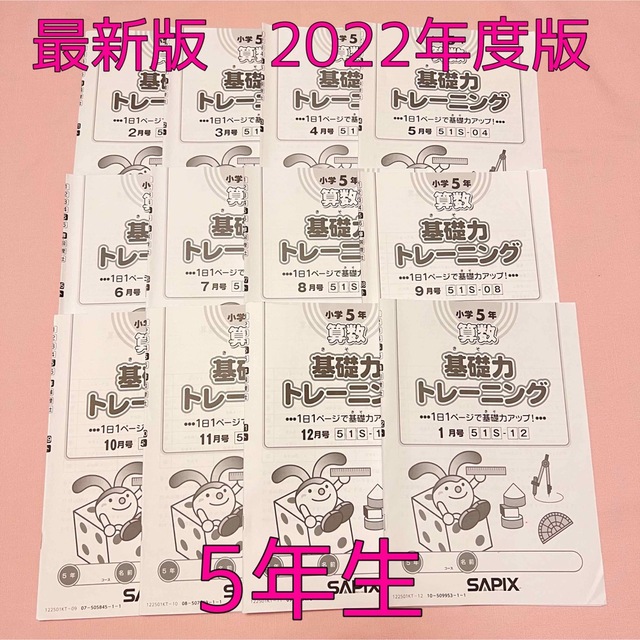 【書き込み無し】サピックス　SAPIX  5年 算数　基礎力トレーニング　1年分