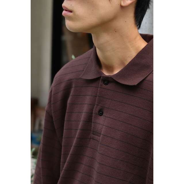 UNIVERSAL PRODUCTS. BORDER L/S POLO 訳あり 8874円 www.gold-and