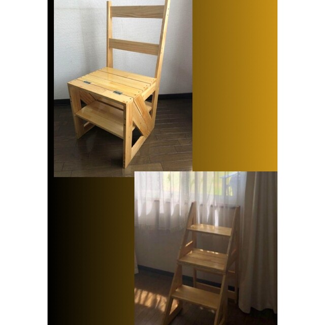 木製・手作りの折畳みステップチェア（脚立になる椅子）の通販 by Fenomiya's shop｜ラクマ