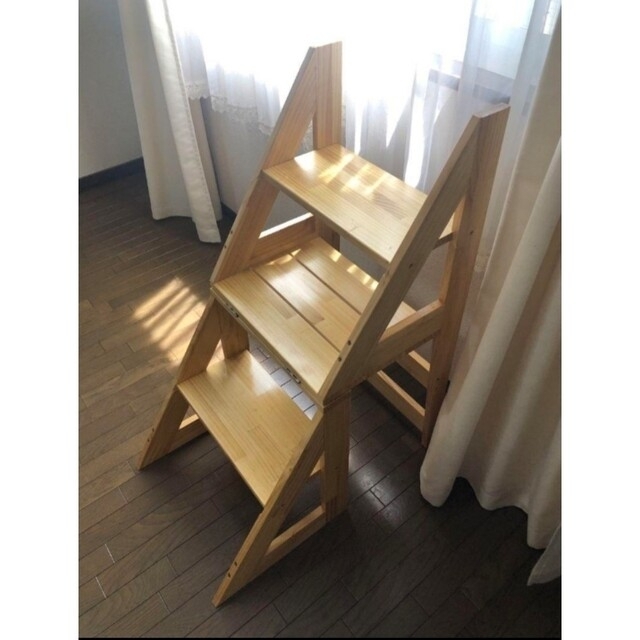 木製・手作りの折畳みステップチェア（脚立になる椅子） 3