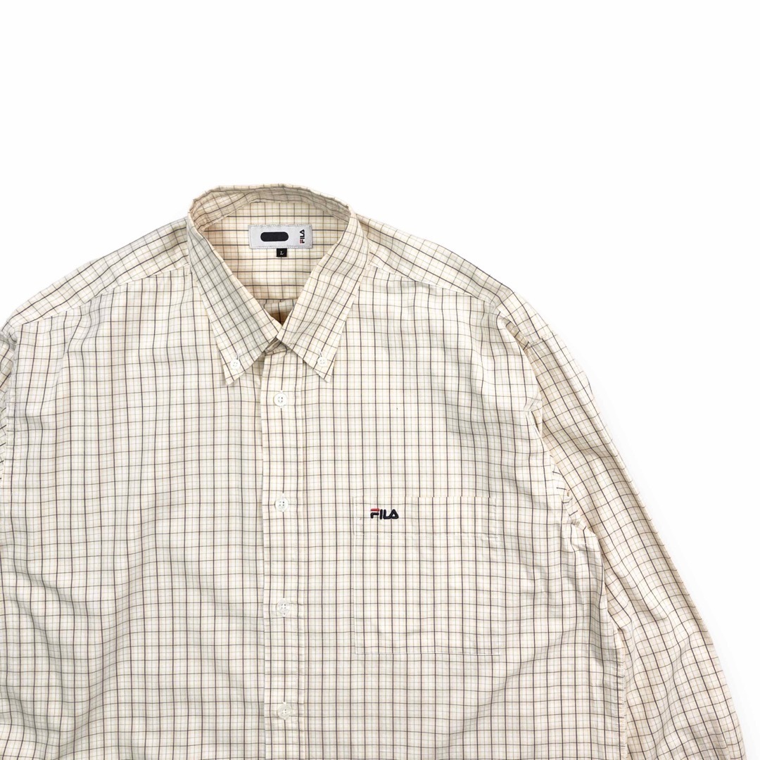 GAP(ギャップ)の90s 00s ヴィンテージチェックシャツ ボタンダウンシャツ 長袖 イエロー メンズのトップス(シャツ)の商品写真