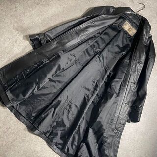 韓国製 美品 ヴィンテージ レザーコート ラムスキン ブラック パワーショルダー