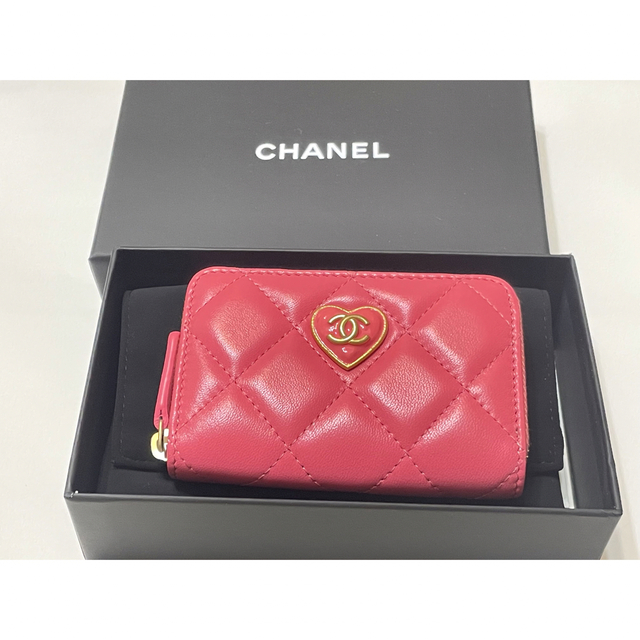 CHANEL シャネル ミニ財布 カードケース マトラッセ ピンク ハート