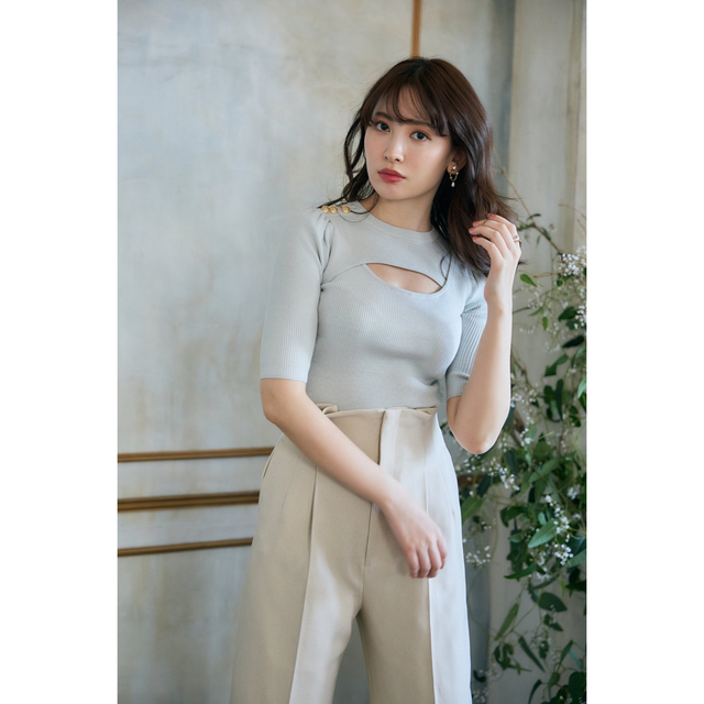 Her lip to Cutout Ribbed Knit top ブラック　黒