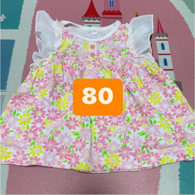 Tシャツ トップス 半袖 ガール 女の子 花柄 80 キッズ/ベビー/マタニティのベビー服(~85cm)(Ｔシャツ)の商品写真