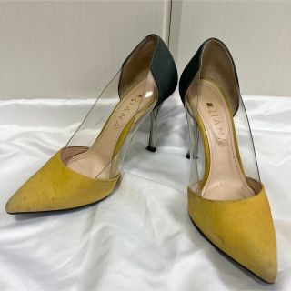 ダイアナ(DIANA)のDIANA ダイアナ パンプス ヒール イエロー クリア グレー 23.5cm(ハイヒール/パンプス)