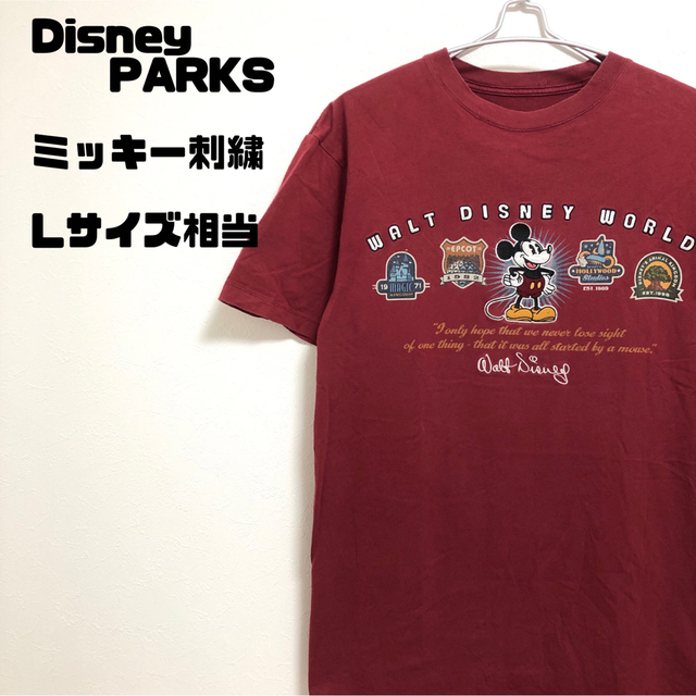 Disney(ディズニー)のDisney PARKS ミッキー刺繍　Tシャツ　Lサイズ相当 メンズのトップス(Tシャツ/カットソー(半袖/袖なし))の商品写真