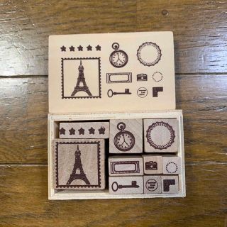 木箱入り　スタンプセット(印鑑/スタンプ/朱肉)