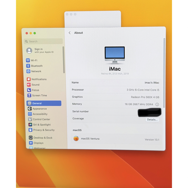 iMac 21.5 i5 16GB 32GB SSD 1TB HHD 2019