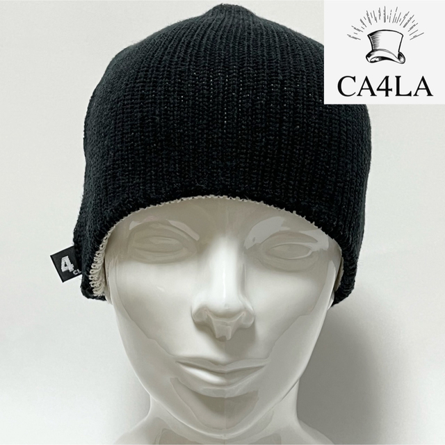 CA4LA(カシラ)の【美品】CA4LA カシラ シンプルBLACK/WHITEリバーシブル ビーニー メンズの帽子(ニット帽/ビーニー)の商品写真