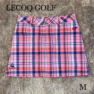 ルコックスポルティフ(le coq sportif)のLECOQ GOLF ルコックゴルフ M ピンク チェック インナー付　スカート(ひざ丈スカート)