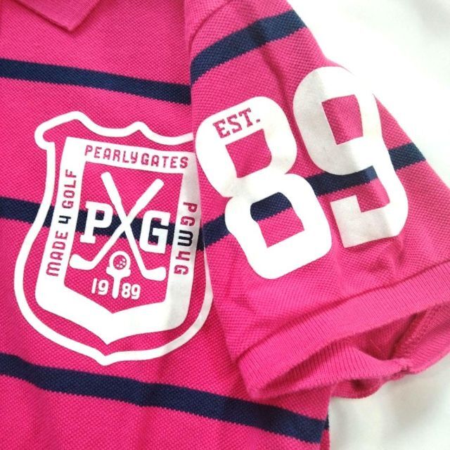 PEARLY GATES(パーリーゲイツ)の美品❗パーリーゲイツ　レディースゴルフ　半袖ポロシャツ　ピンク　サイズ0/S スポーツ/アウトドアのゴルフ(ウエア)の商品写真