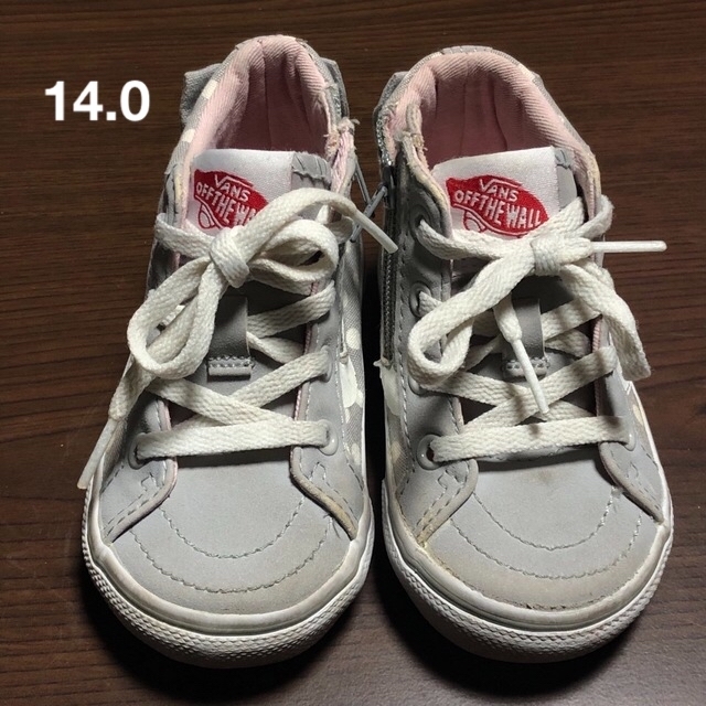 VANS(ヴァンズ)のvans ハイカット　14.0 グレー　ドット キッズ/ベビー/マタニティのベビー靴/シューズ(~14cm)(スニーカー)の商品写真