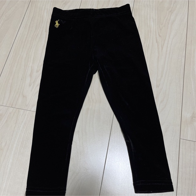 POLO RALPH LAUREN(ポロラルフローレン)の極美品　ポロラルフローレン　黒　ベロア　レギンス　3T 100cm キッズ/ベビー/マタニティのキッズ服女の子用(90cm~)(パンツ/スパッツ)の商品写真