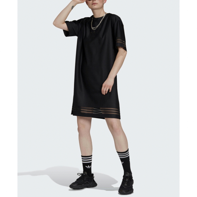 adidas(アディダス)の【専用】adidas ★TEE DRESS 黒 レディースのワンピース(ひざ丈ワンピース)の商品写真