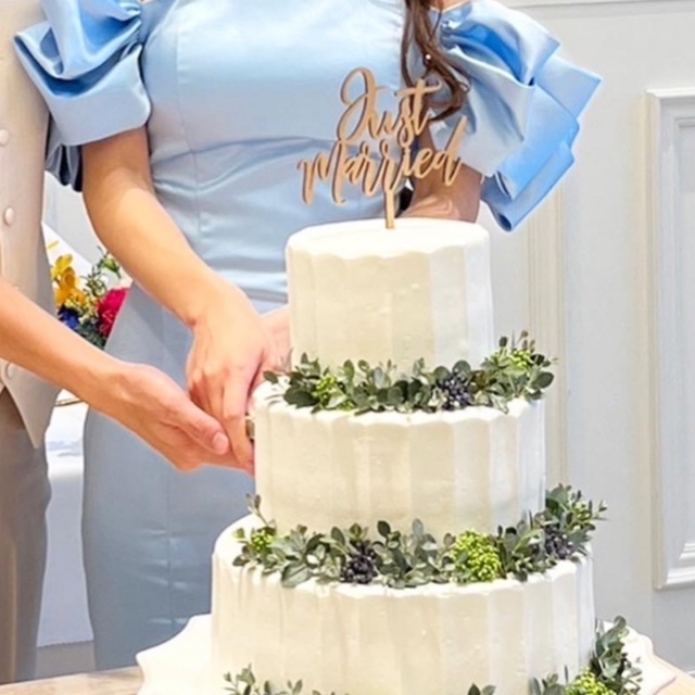 ケーキトッパー　結婚式　木製 ハンドメイドのウェディング(その他)の商品写真