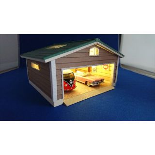 ▼ミニカー用建築模型04　スケール1/64アメリカンスタイルガレージ インテリア(置物)