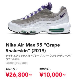 ナイキ(NIKE)のAIR MAX95 グレープスネークスキン(スニーカー)