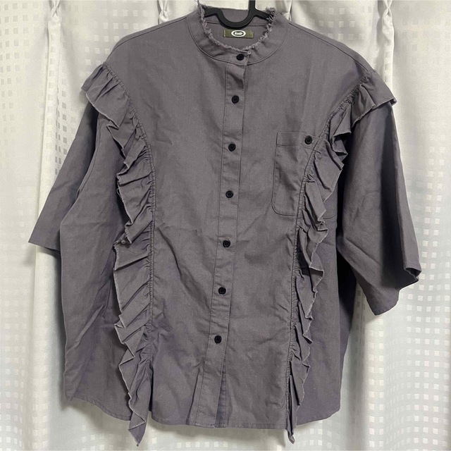 【kutir】フリルブラウス シャツ パープル レディースのトップス(シャツ/ブラウス(半袖/袖なし))の商品写真