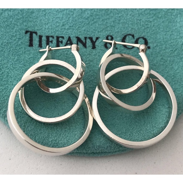 TIFFANY ラージトリプルフープ ナロー リングピアス美品希少