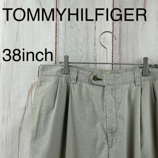 トミーヒルフィガー(TOMMY HILFIGER)のトミーヒルフィガー　パンツ　38inch 2タック 刺繍ロゴ　ゆるだぼ(チノパン)