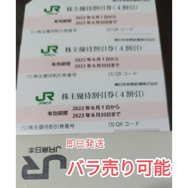 JR東日本 株主優待割引券(4割引) ３枚セット