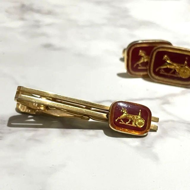 大人気新品 【美品】CELINE セリーヌ 赤 セット カフリンクス ネクタイ
