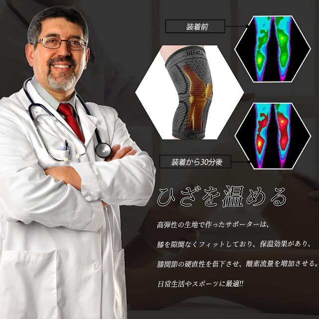 NEENCA 膝サポーター スポーツ用 膝保護 通気性 膝安定 マラソン L エクササイズ | nevsky.com.au