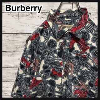 バーバリー(BURBERRY)の【人気Lサイズ】バーバリー☆総柄　フィッシュ　最高デザイン　長袖シャツ　美品(シャツ)