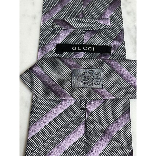 世界最高峰ネクタイ✨️美品✨️】GUCCI ストライプ グレー パープル