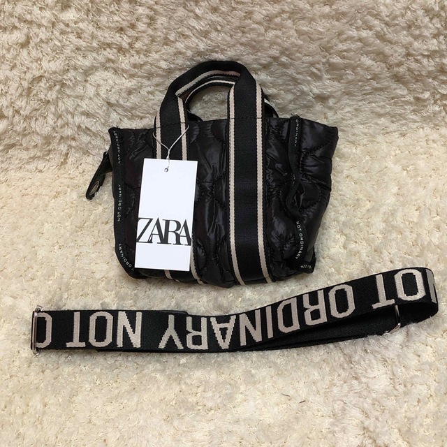 ❤️新品未使用❤️ZARA ナイロン ミニ トートバッグ ショルダー 黒 レディースのバッグ(ショルダーバッグ)の商品写真