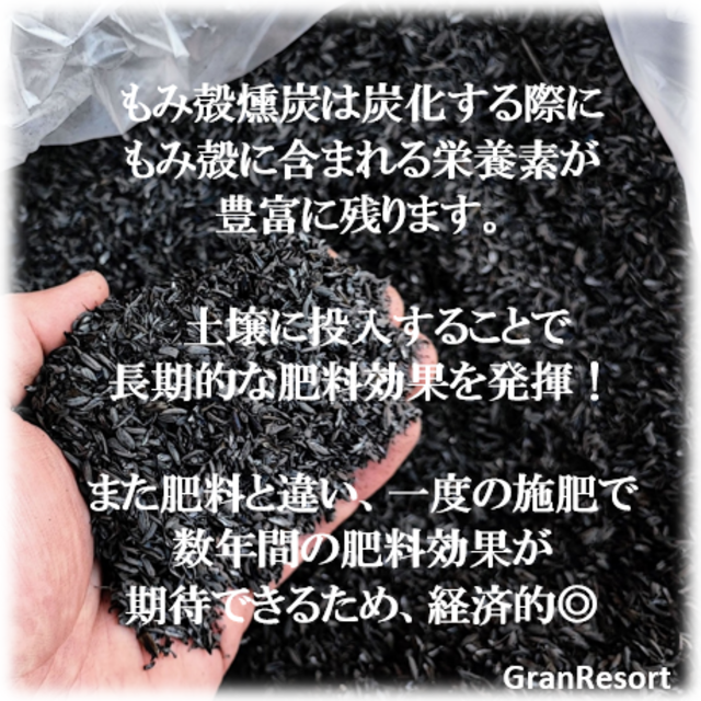 もみ殻くん炭　約60ℓ 籾殻燻炭 土壌改良ガーデニング 園芸 有機肥料 炭 インテリア/住まい/日用品のインテリア小物(その他)の商品写真