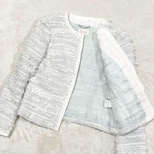 Harrods - ハロッズ ツイード ワンピース ノーカラージャケット